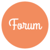 Orange circle with white text "Forum"